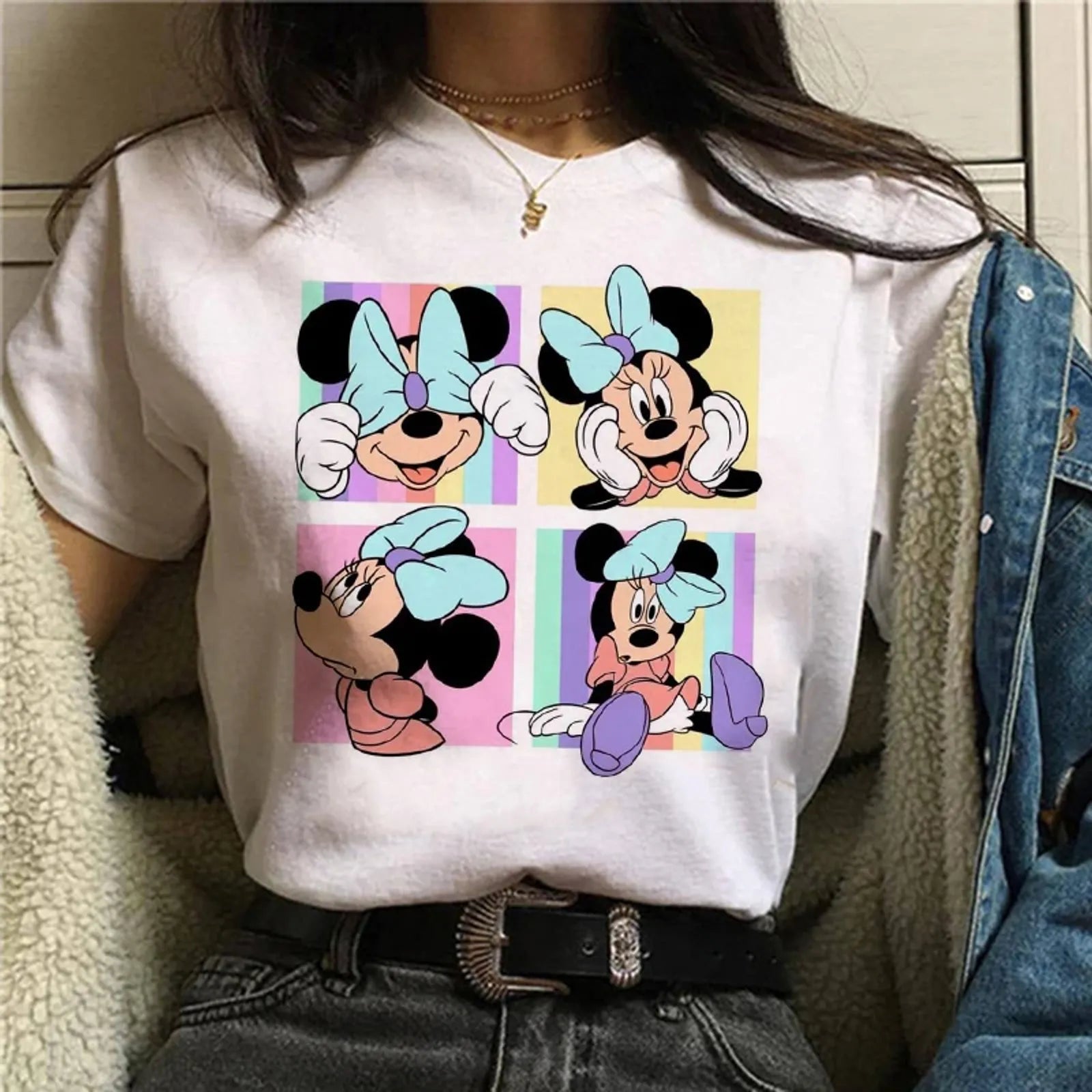 90s Y2K Mickey Print T-Shirt for Women