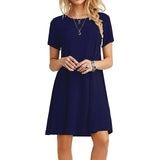 Women’s Vintage Casual Short Sleeve T-Shirt Dress