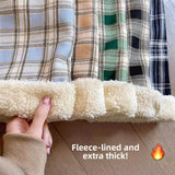 Lamb Velvet Fleece Lined Plaid Wide Leg Pants for Women