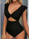 Contrast Mesh One Piece Swimsuit with Tummy Control