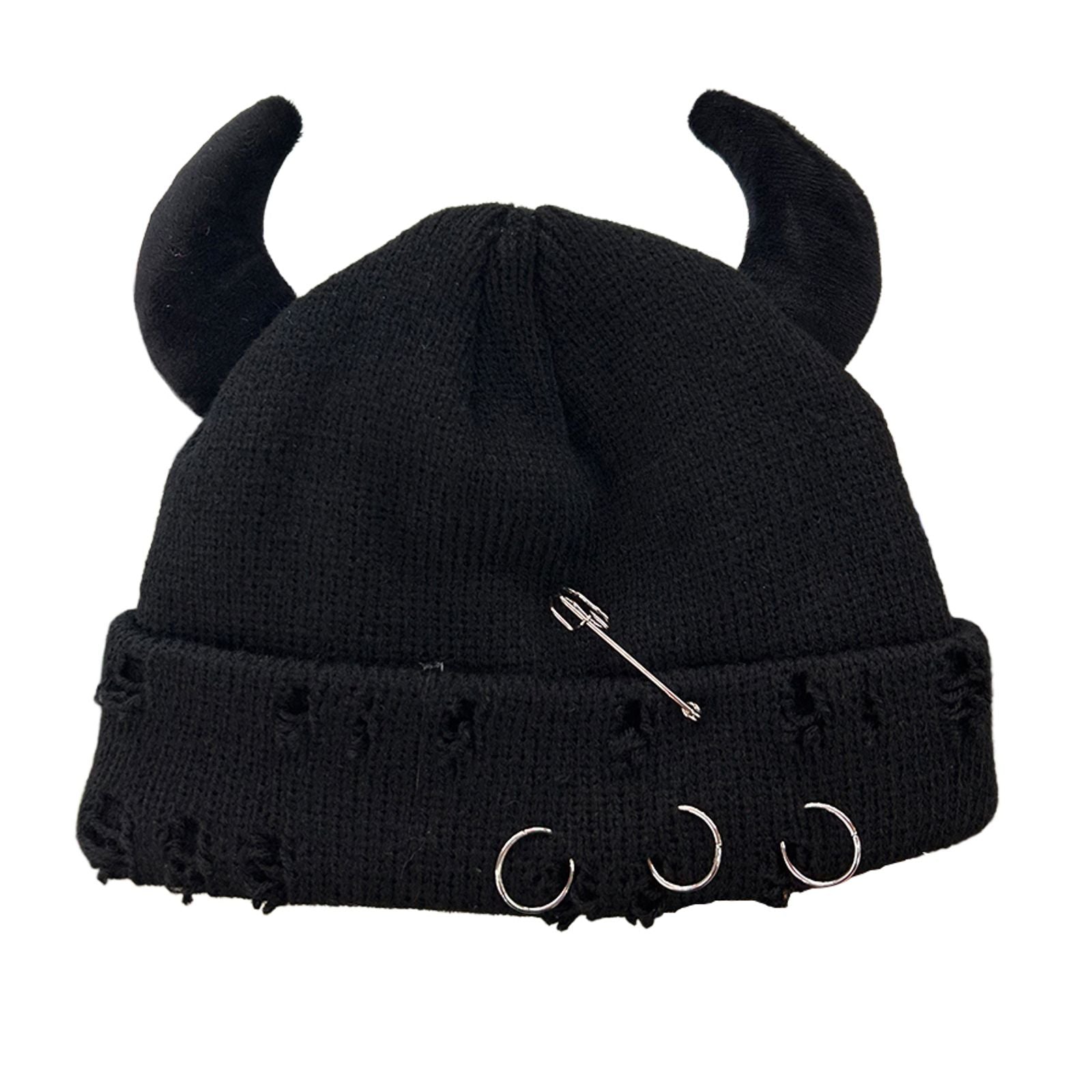 Warm Viking Hat with Metal Horns for Winter Events