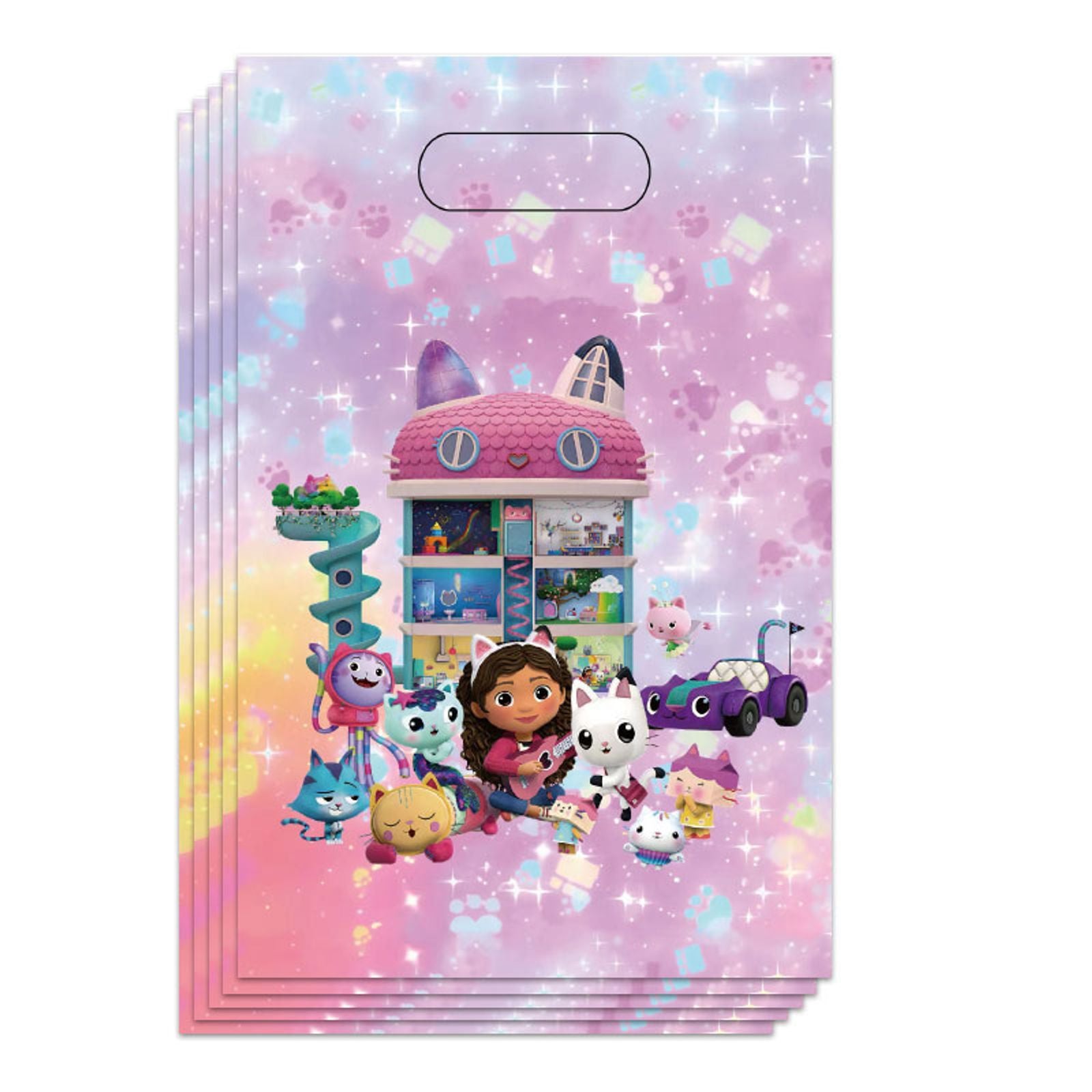 Gabby Dollhouse Theme Plastic Gift Bags for Kids' Parties