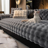 Thick Imitation Rabbit Fur Plush Sofa Slipcover
