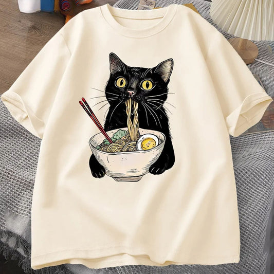 Noodle Ramen Cat T-Shirt for Foodie Lovers