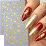 2pcs Bronzing Horse Nail Stickers with Cactus Design