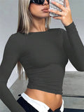Basic Long Sleeve Crop Top for Women