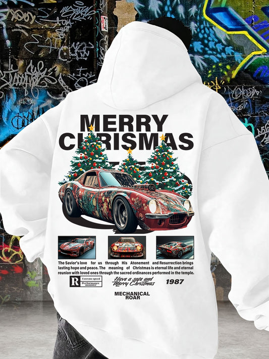 Christmas Tree Print Hooded Sweatshirt for Men & Women