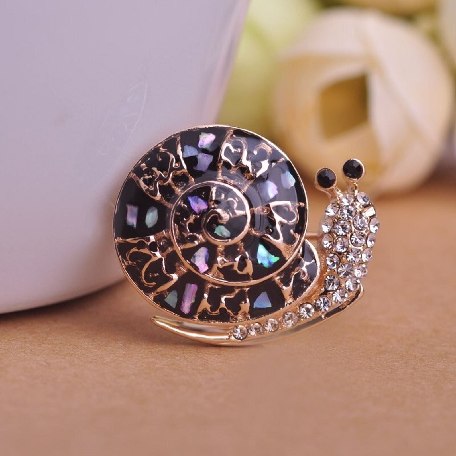Enamel Abalone Shell Snail Brooch for Men and Women