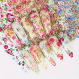 10PCS Rose Flower Nail Art Foils Transfer Sticker Set