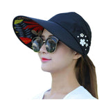 Womens Summer Wide Brim Foldable Sun Hat - Anti-UV Visor