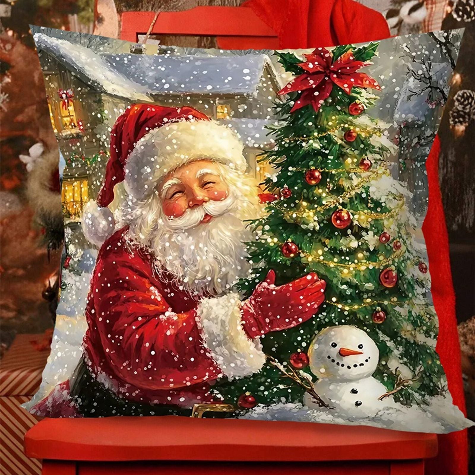 Christmas Decorative Throw Pillow Covers - Santa, Snowman, Elk