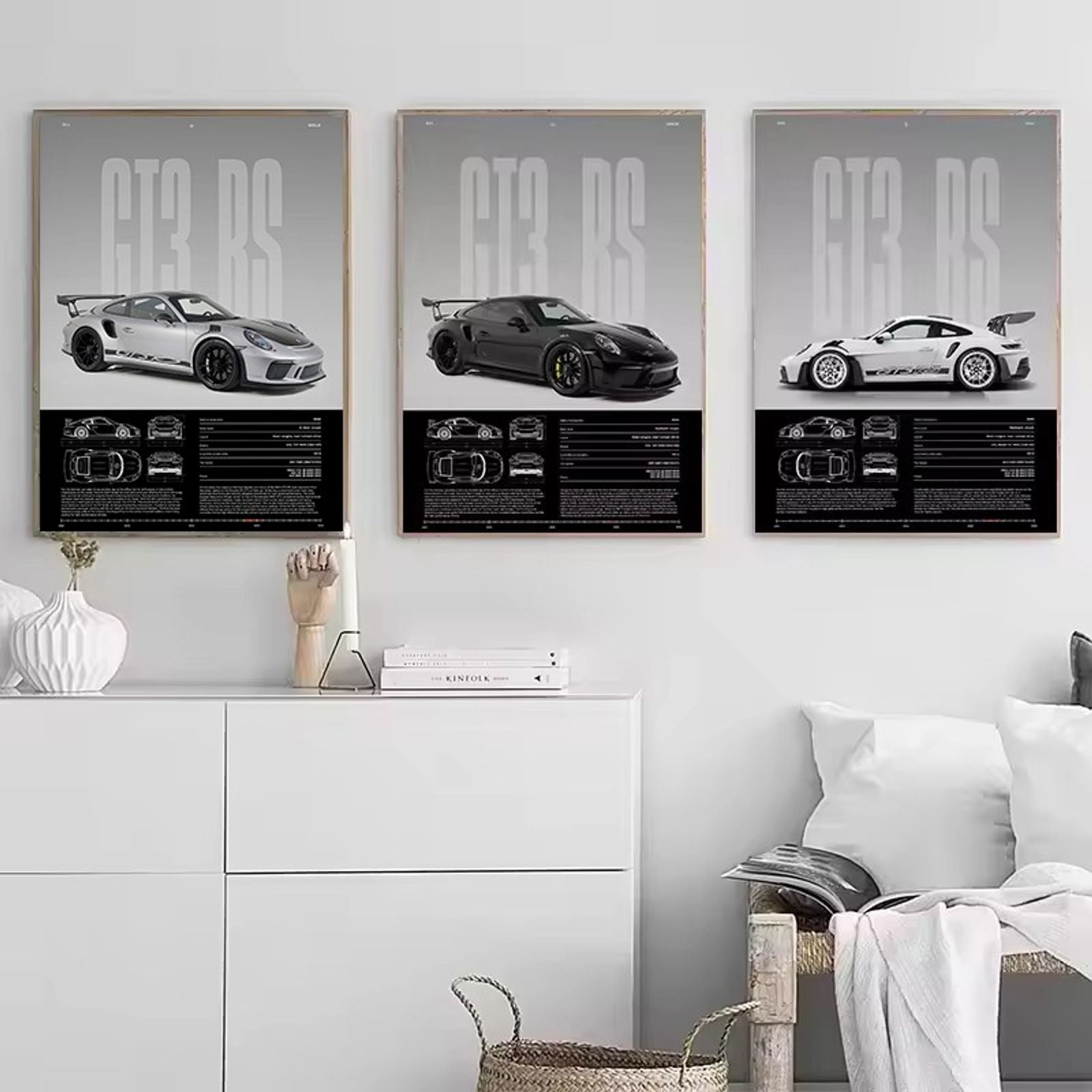 Minimalist German Luxury GT3-RS Sports Car Canvas Art