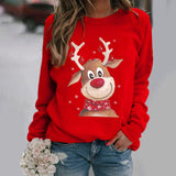 3D Reindeer Print Christmas Sweatshirt for Women