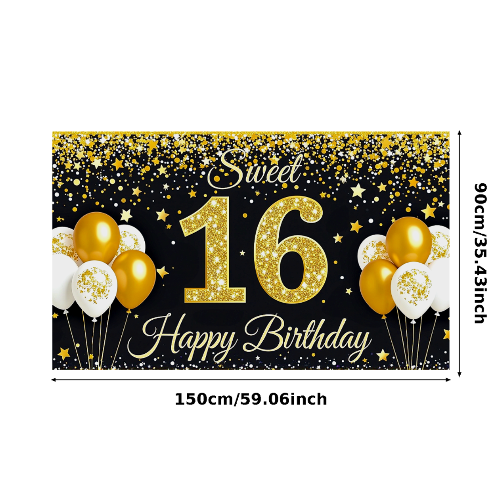 Sweet 16 Birthday Banner with Glitter Design