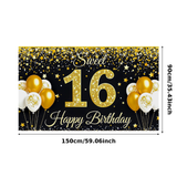 Sweet 16 Birthday Banner with Glitter Design