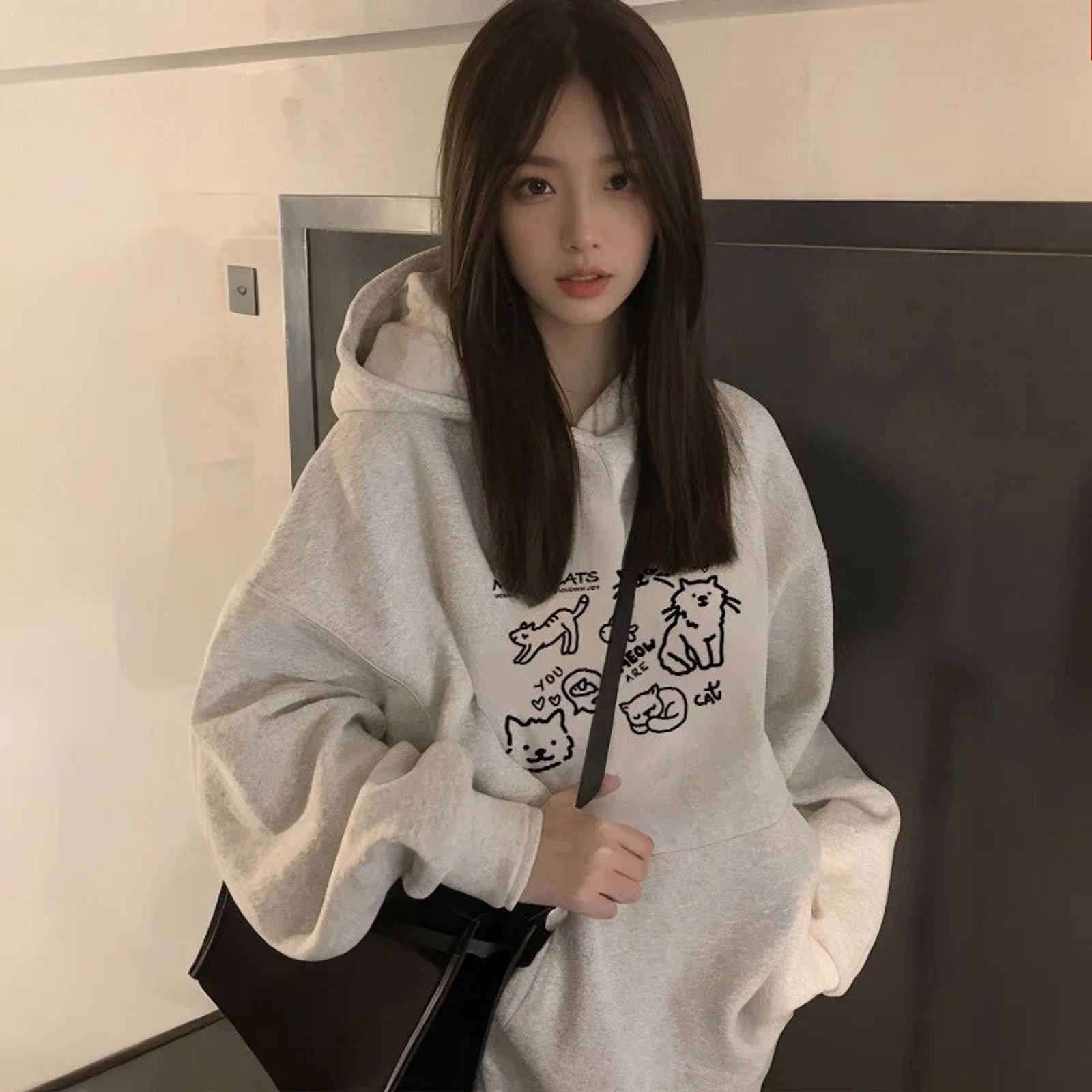 Cute Cat Print Hoodies for Women - Casual Autumn Winter Top