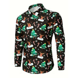 Men's Christmas Elk Graphic Print Long Sleeve Shirt