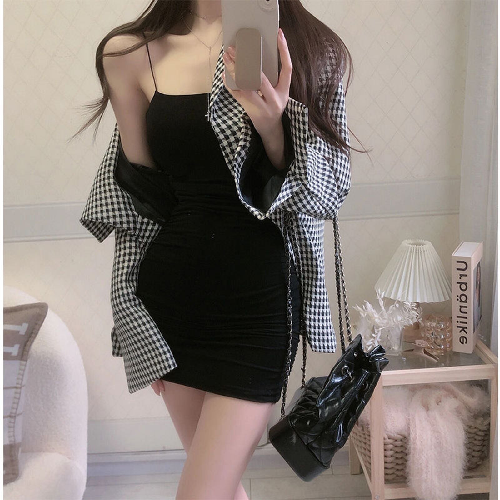 Women's Black Spaghetti Strap Mini Sundress