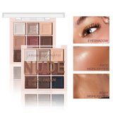 9-Color Matte & Shimmer Eyeshadow Palette - Soft Milk Tea Tones