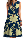 V-neck Sleeveless Printed Medium Length Dress