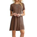Women’s Vintage Casual Short Sleeve T-Shirt Dress
