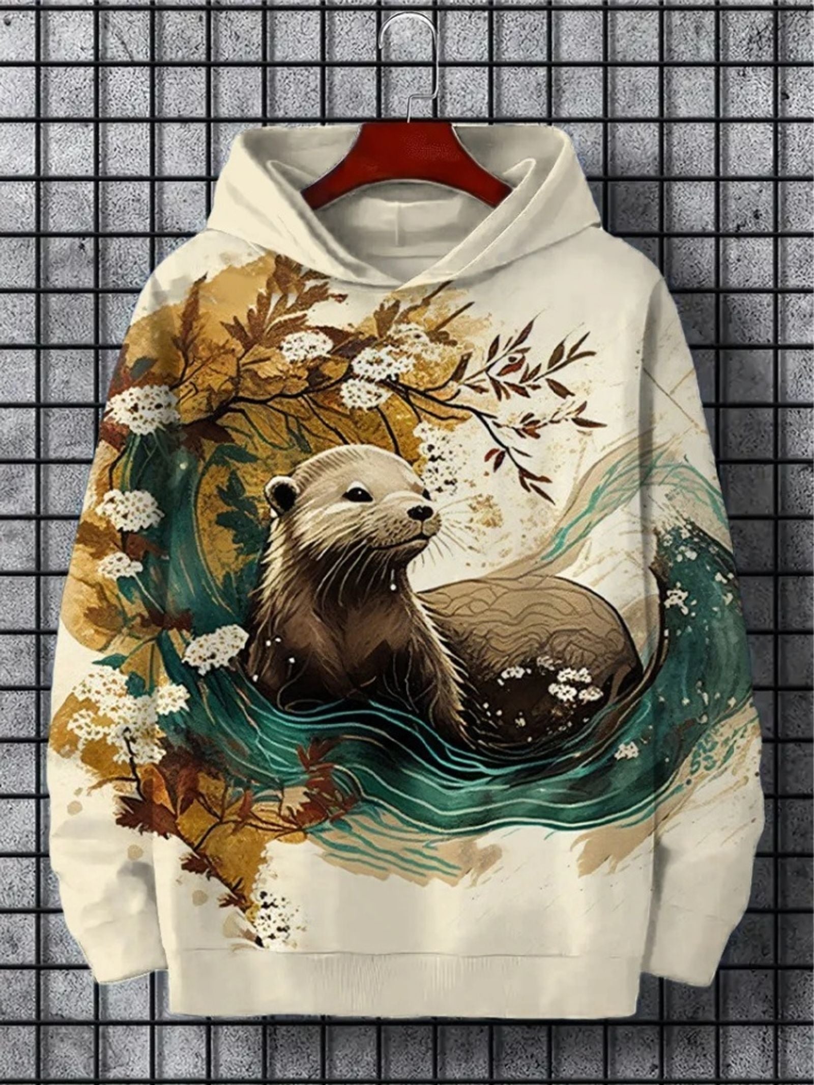 Men's DJ Otter Music Print Casual Hoodie