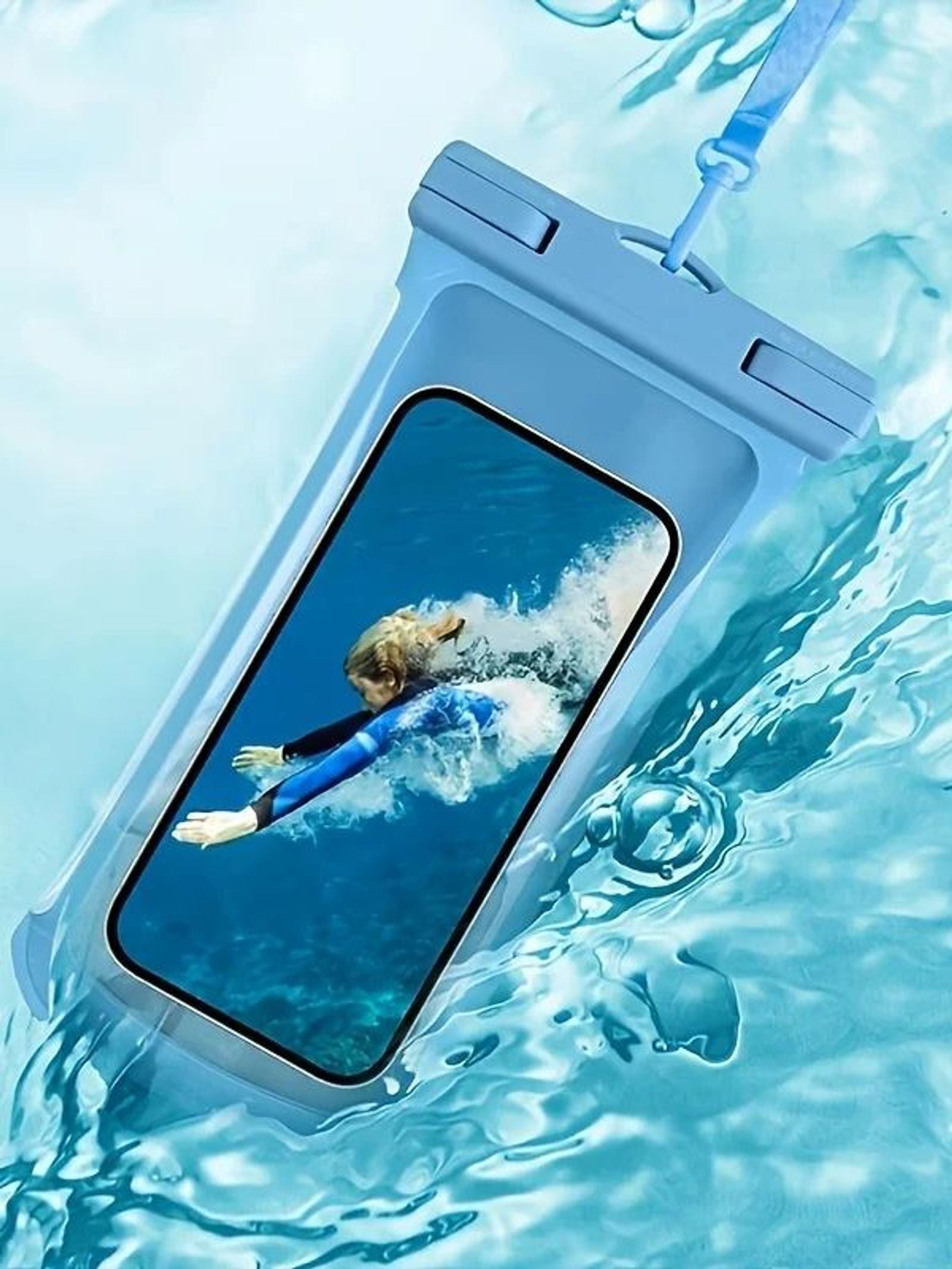 Waterproof Phone Pouch with Neck Strap for Beach Use
