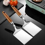 Stainless Steel Square Head Cooking Spatula with Wood Handle