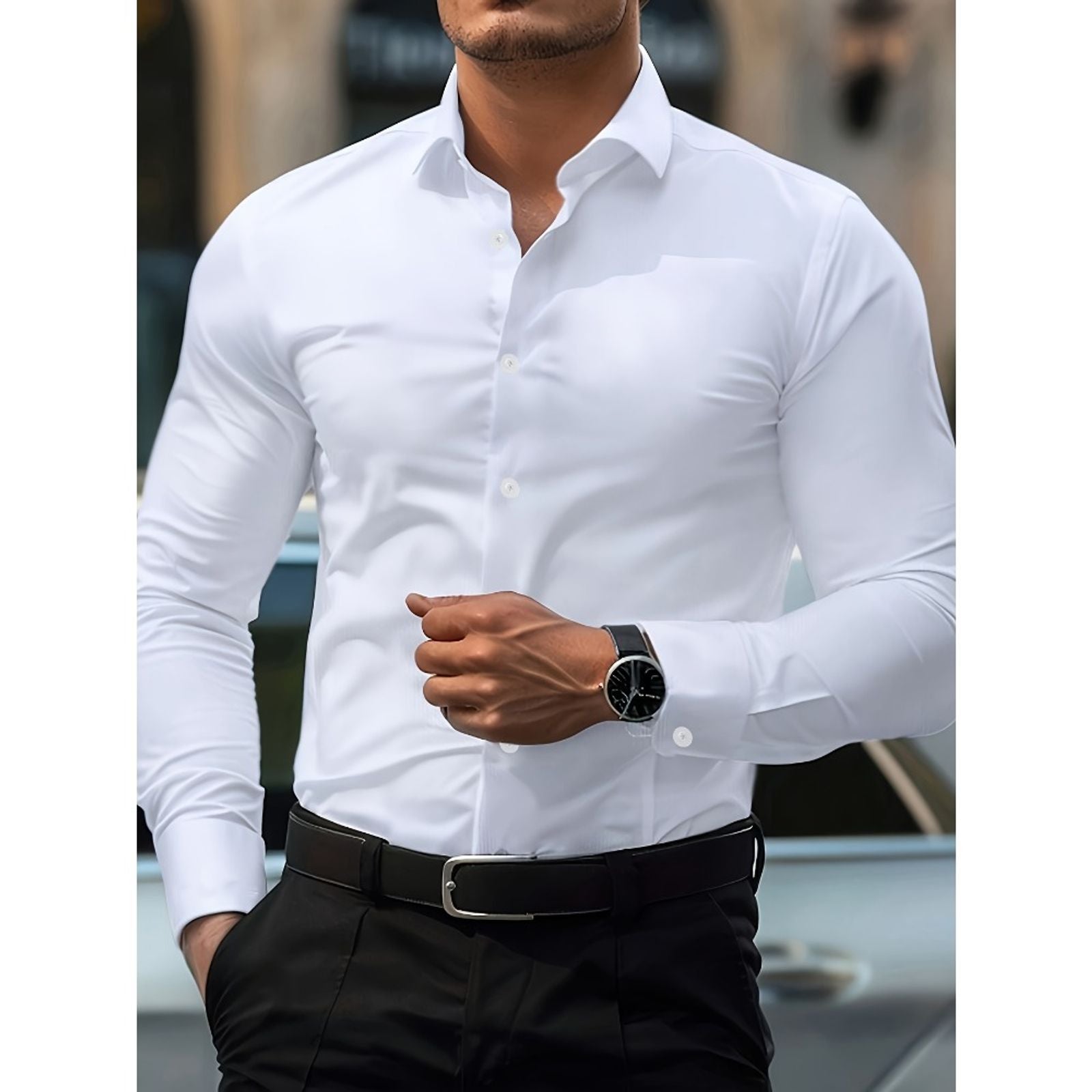 Men's Solid Color Long Sleeve Shirt in Multiple Colors