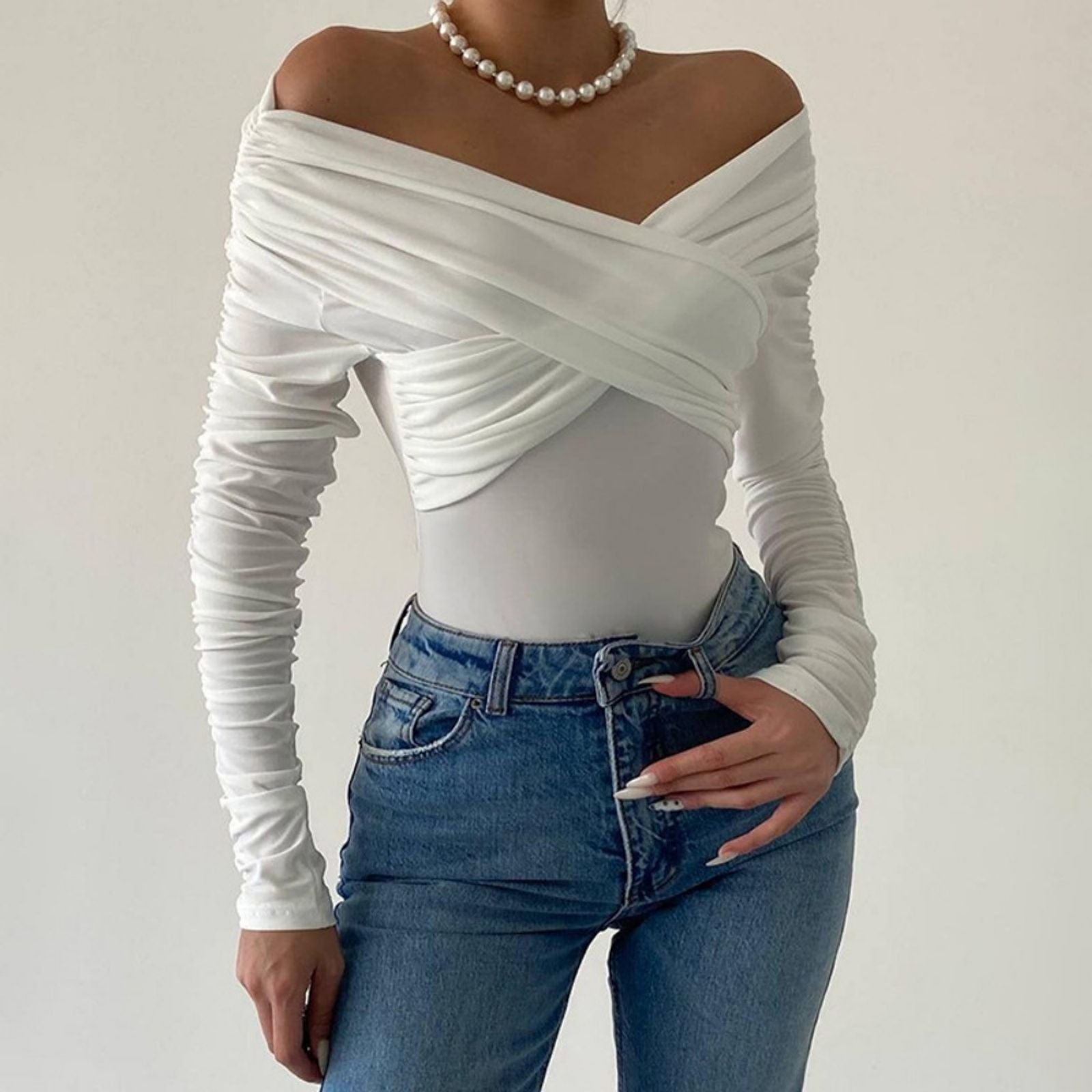 Elegant Women's Long Sleeve Backless Bodysuit Jumpsuit