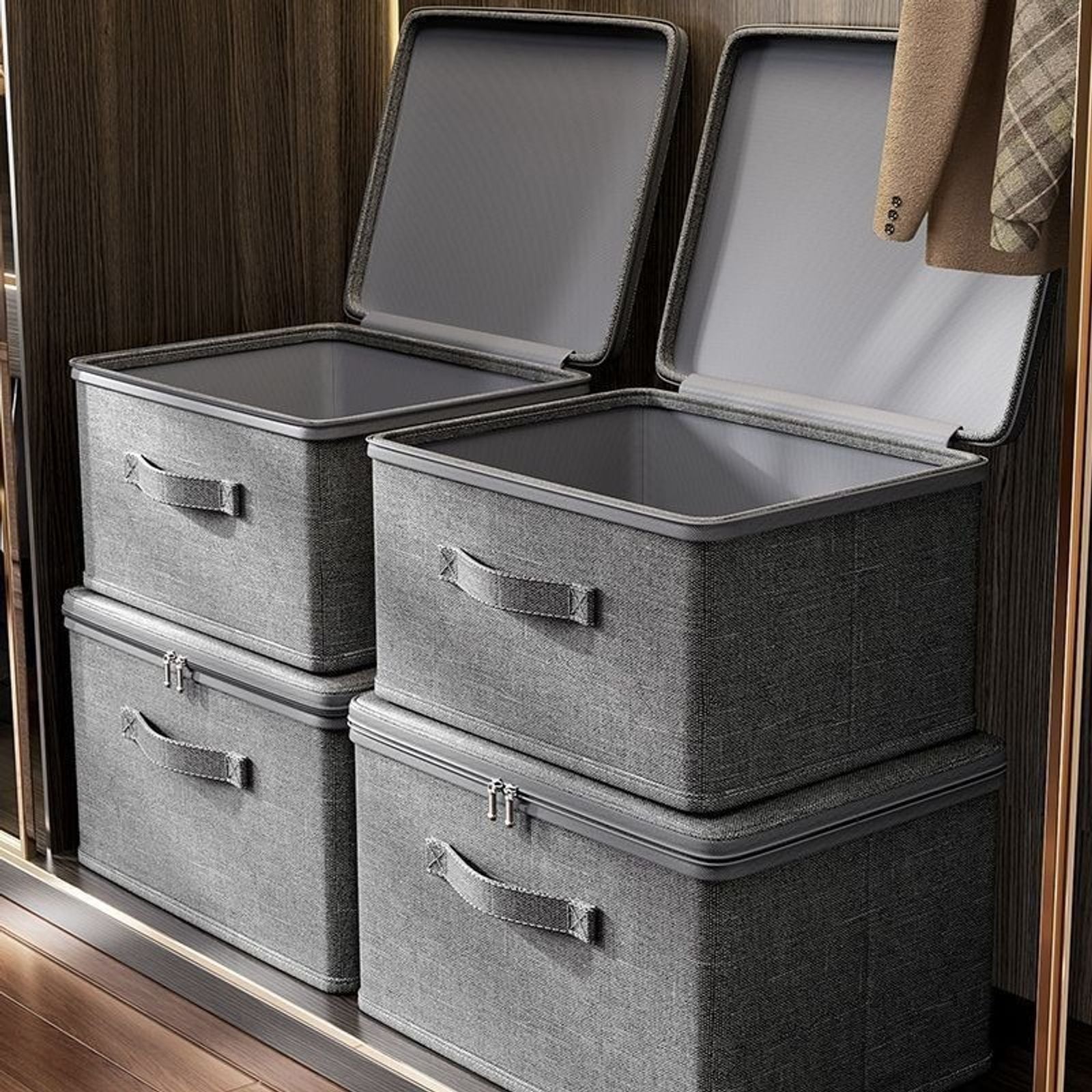 Foldable Cationic Fabric Storage Box with Soft Lid