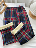 Winter Plaid Wide Leg Pants for Women