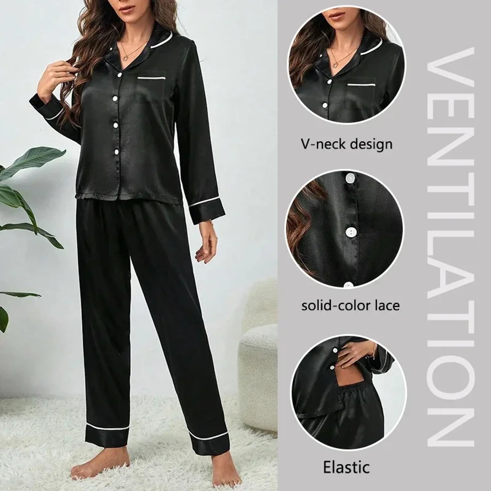 Women's Silk Pajamas Set - Casual Soft Nightwear
