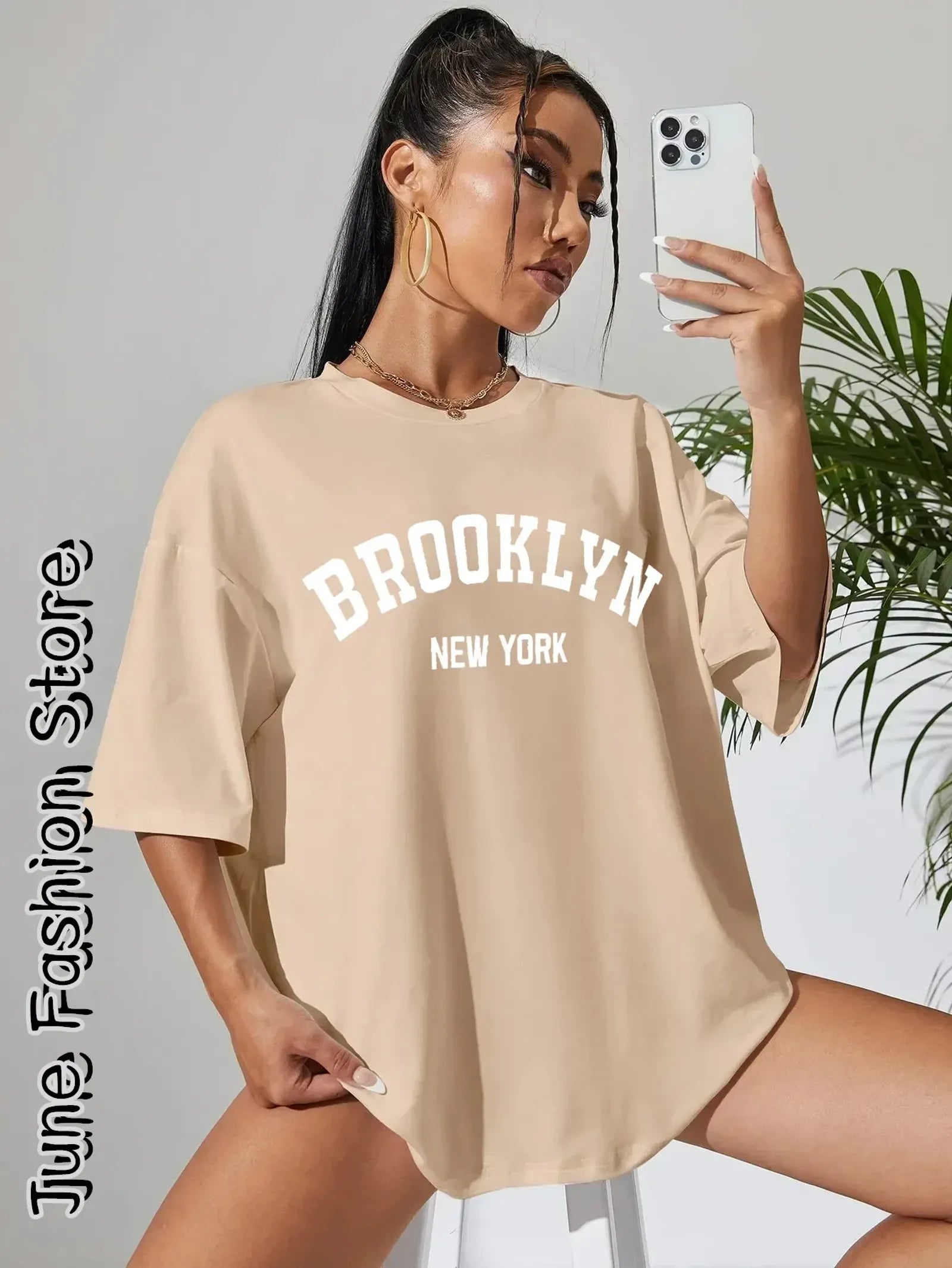 Women's Brooklyn Retro Letter Print T-shirt