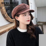 Retro Women's Plaid Newsboy Beret Cap