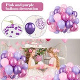 52PCS Macaron Pink and Purple Balloon Set for Parties