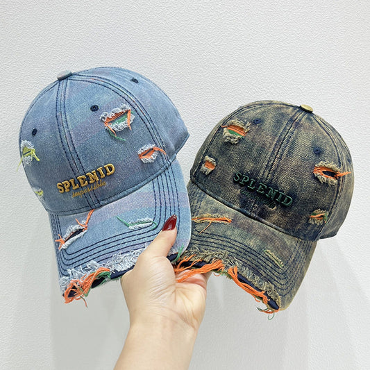 Vintage Colorful Lines Denim Baseball Cap for Women