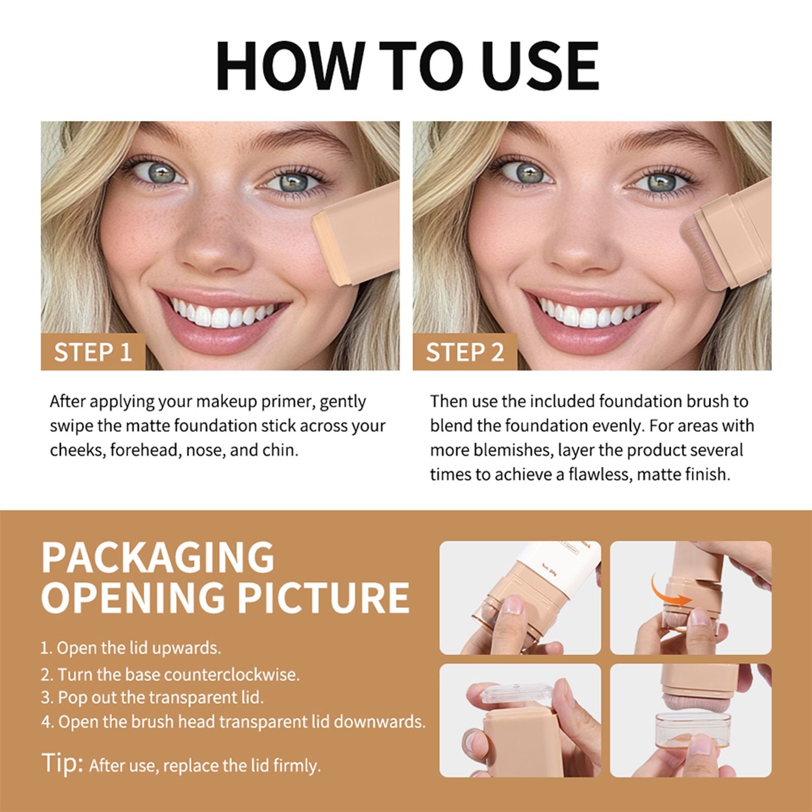 Skin Tint Foundation Stick - 6 Color Options