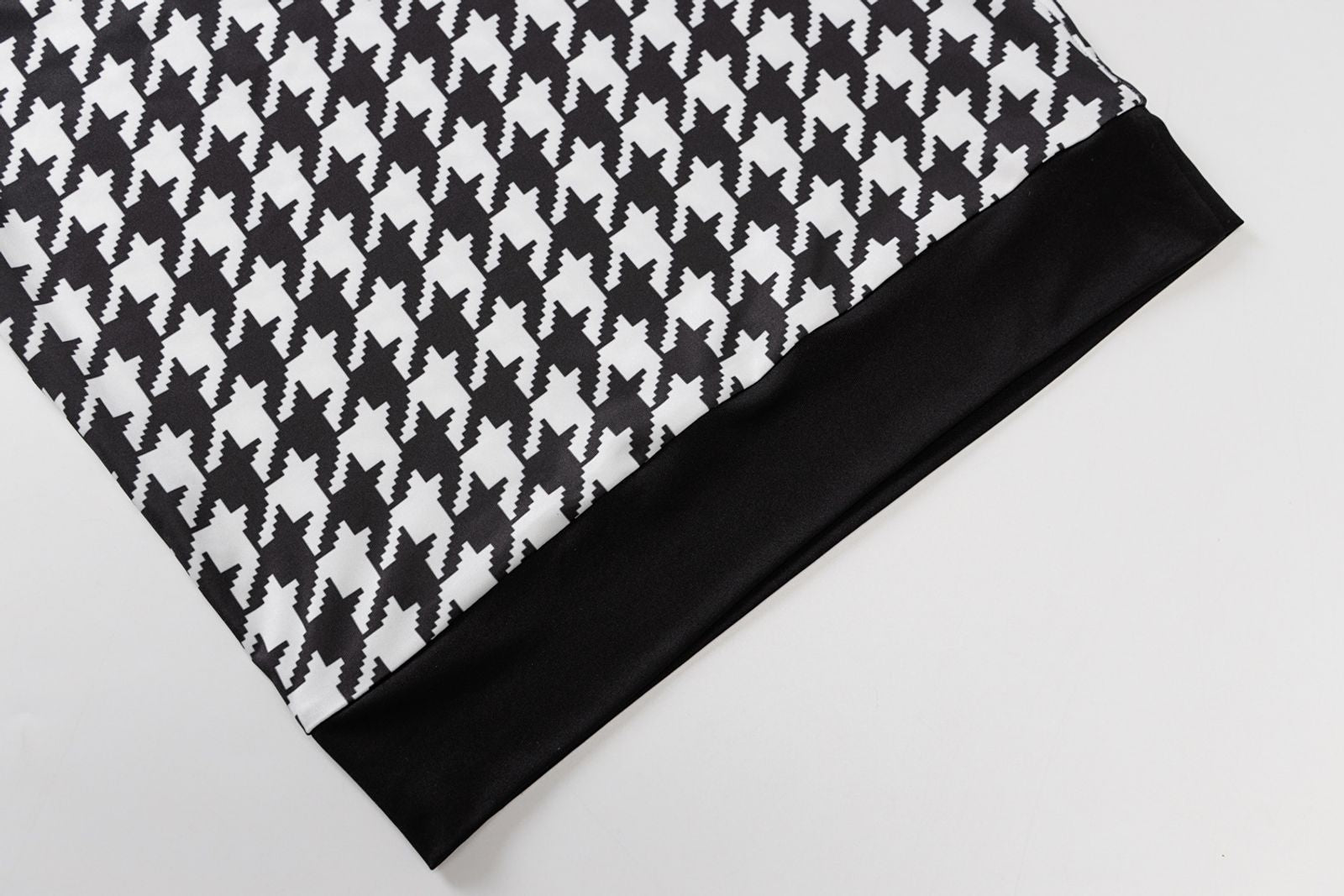 Houndstooth Print Long Sleeve Midi Dress for Women