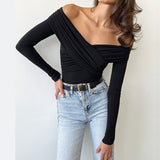 Women's Long Sleeve Crossed Bodysuit