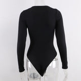 Sexy Y2K Long Sleeve Cotton Bodysuit for Women