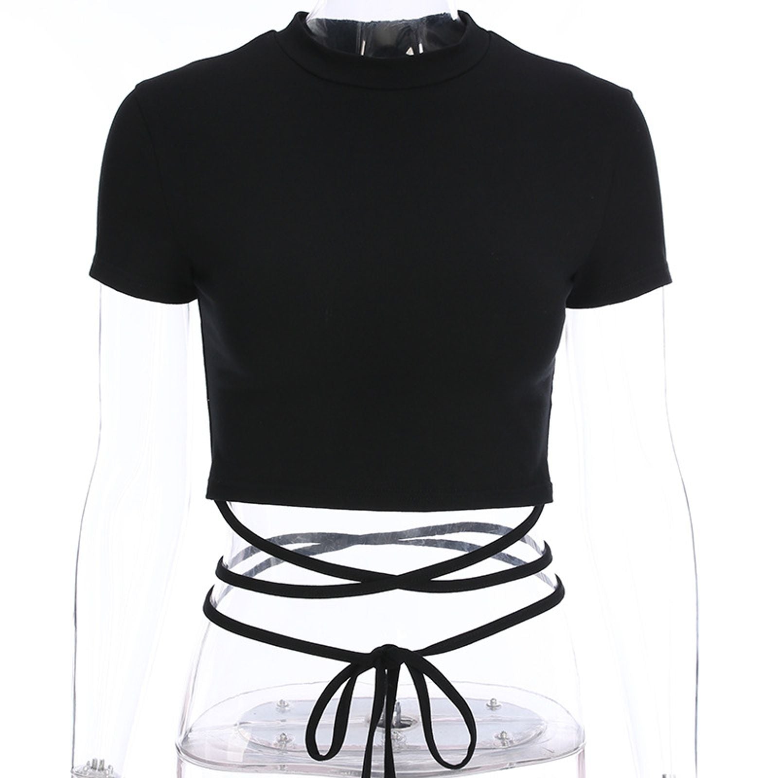 Women’s Black Short Sleeve Crop Top