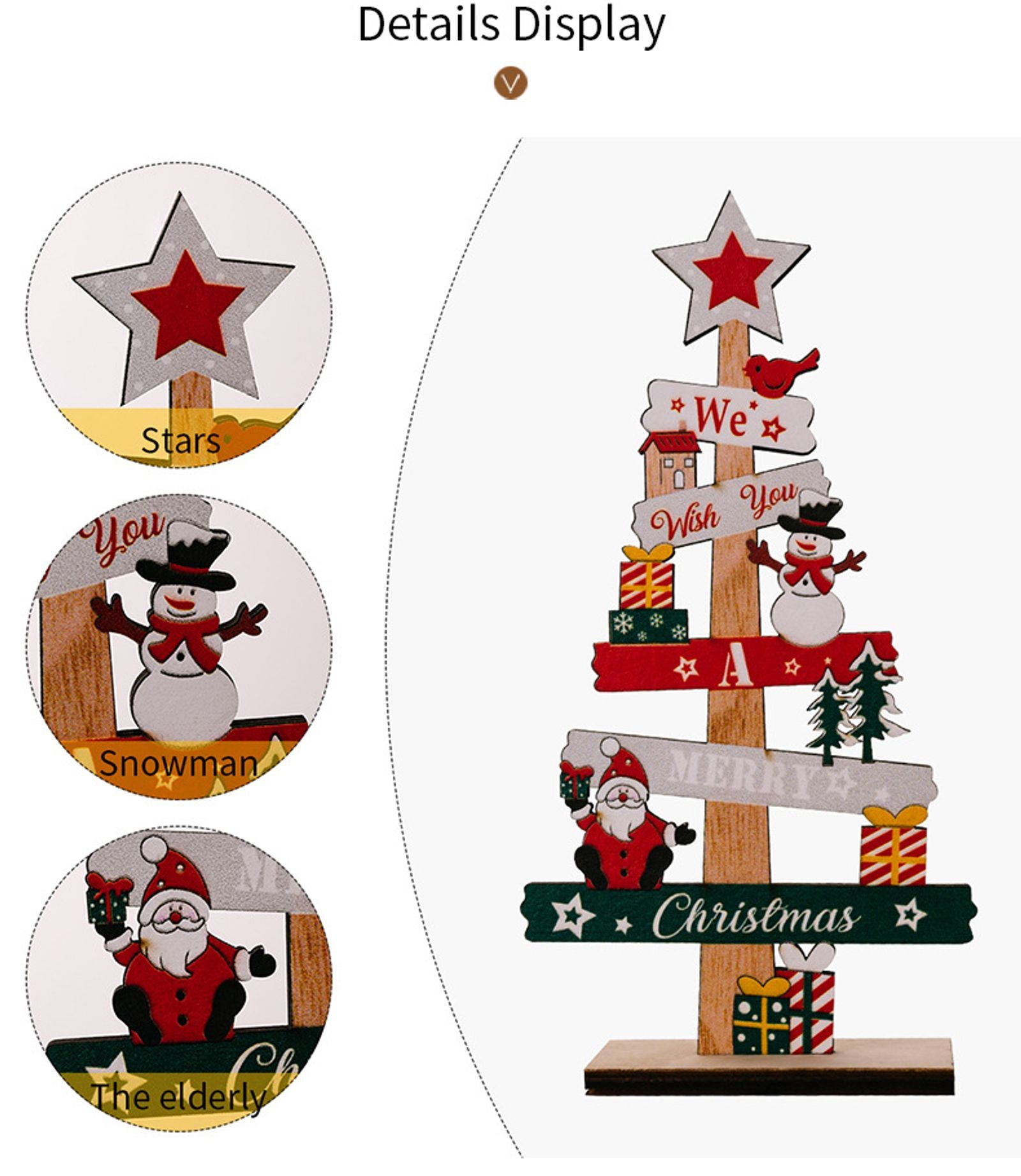 Wooden Christmas Tree Santa Claus DIY Decoration