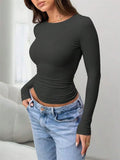 Basic Long Sleeve Crop Top for Women