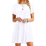 Women’s Vintage Casual Short Sleeve T-Shirt Dress