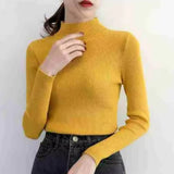 Autumn Winter Mock Neck Women's Vintage Knitted Sweater