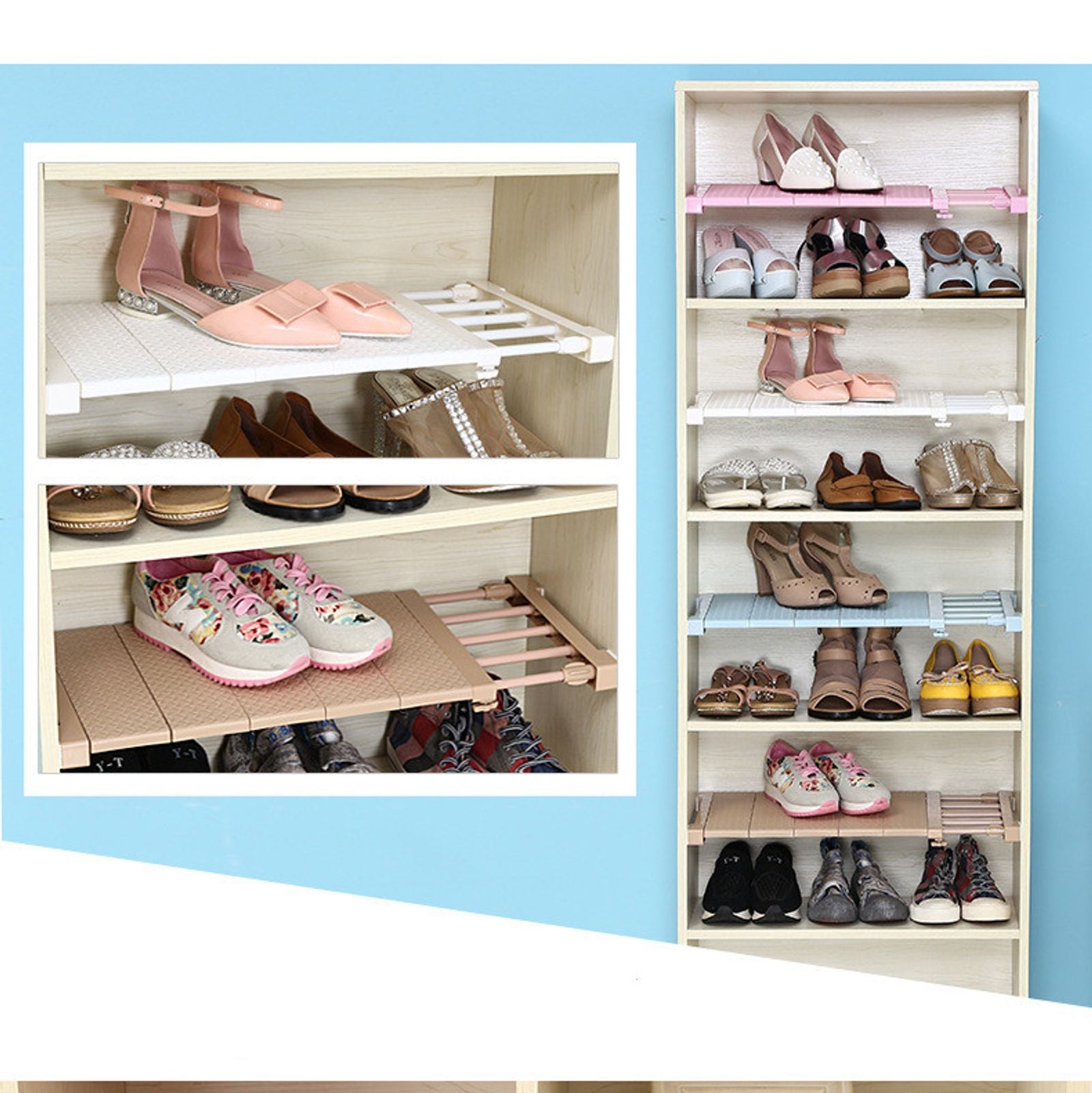 Adjustable Wall-Mounted Closet Organizer Shelf