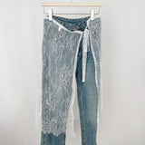 Elegant Lace Midi Skirt with Drawstring Design