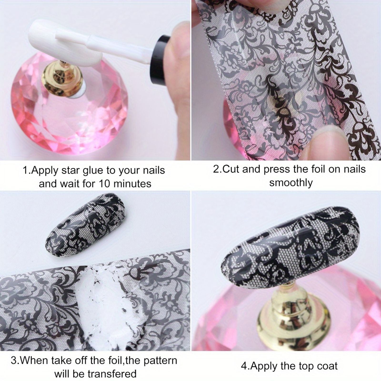 10PCS Mixed Nail Art Foils Transfer Sticker Set