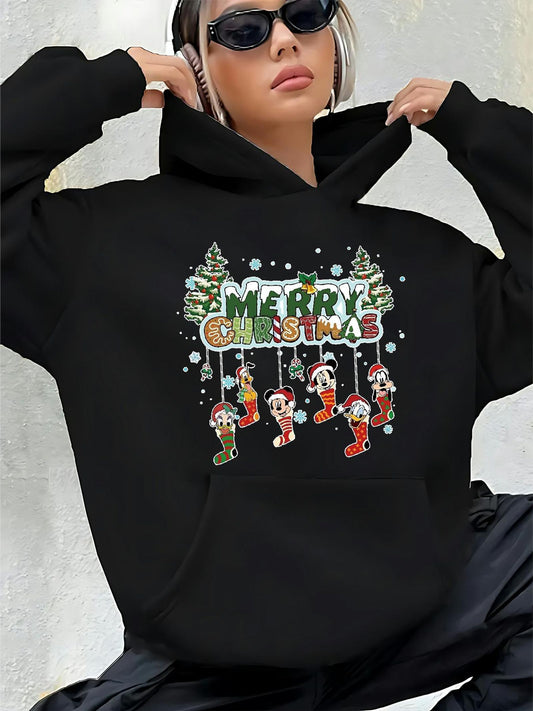 Women's Cozy Hooded Sweatshirt with Disney Characters
